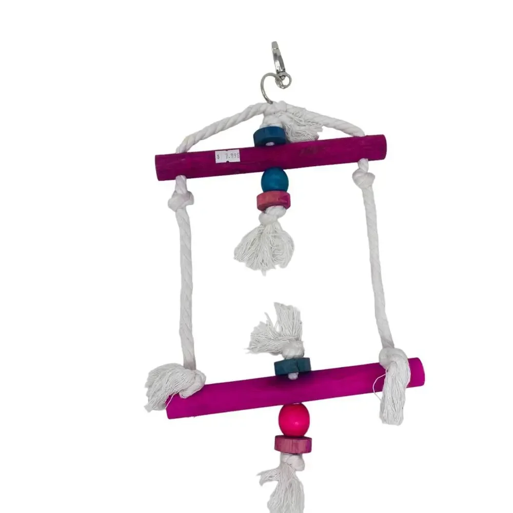 Rectangular Rope and Wood Bird Parrot Toy 10